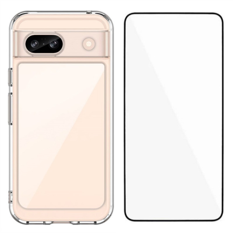 Coque Google Pixel 8A Transparente avec Film de Protection en Verre Trempé