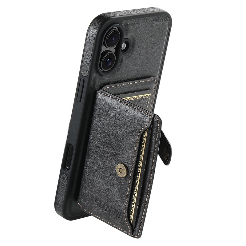 Coque iPhone 16 Effet Cuir Porte-Cartes Détachable SUTENI