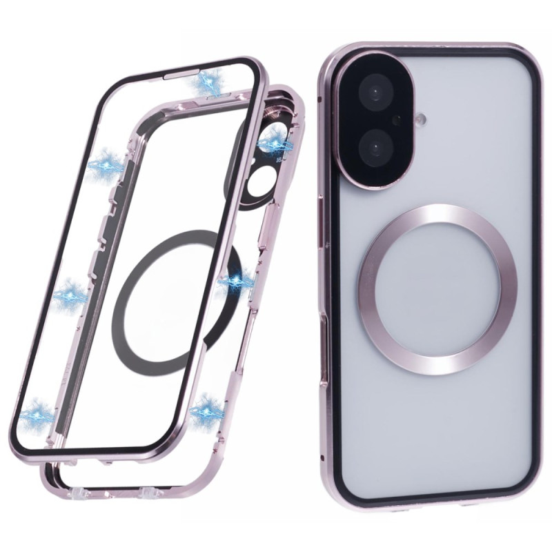 Coque iPhone 16 Verre Trempé Double Face et Cadre Métallique