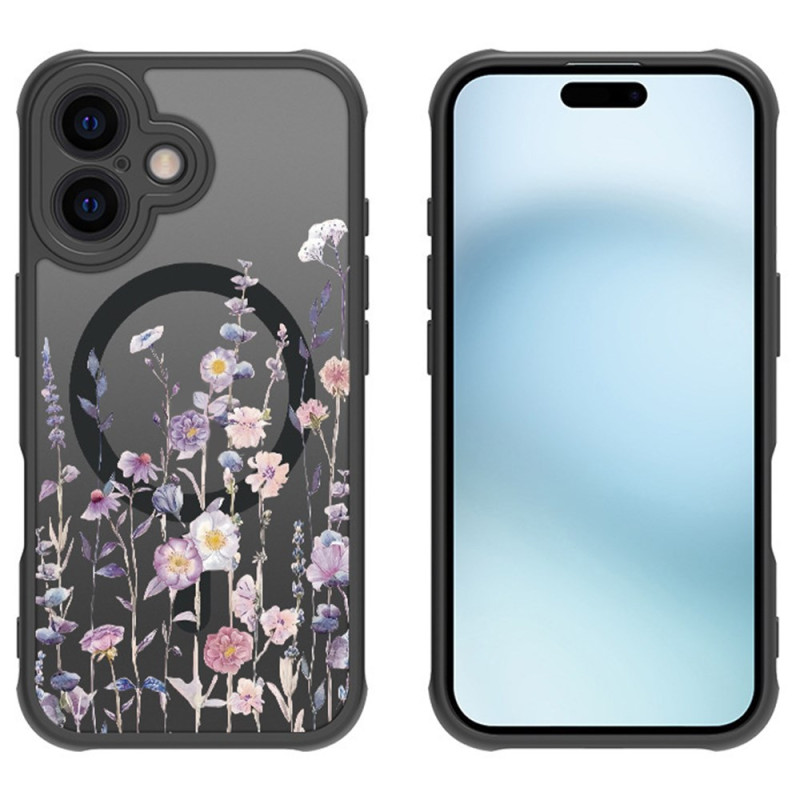 Coque iPhone 16 Compatible MagSafe Motif Floral