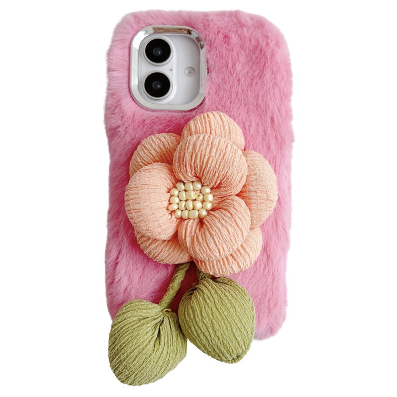 Coque IPhone 16 Peluche avec Fleur 3D