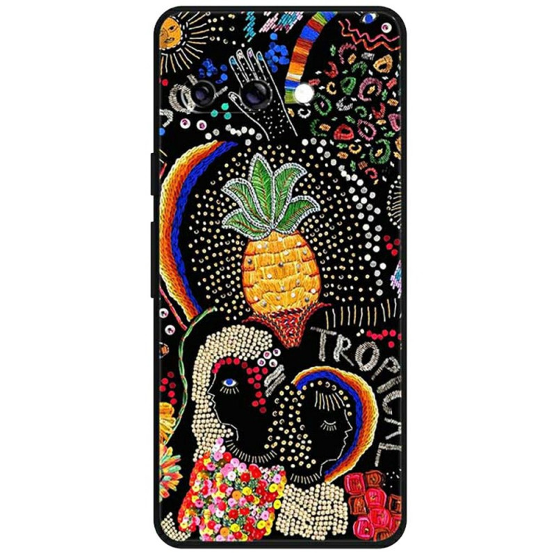 Coque Google Pixel 9A Ananas et Fleurs