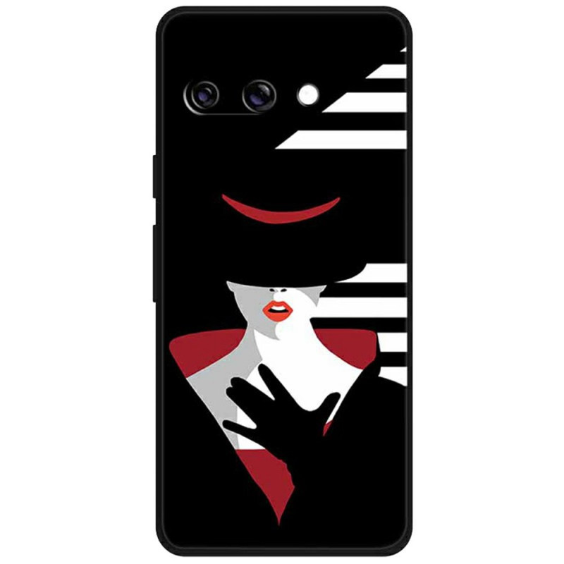 Coque Google Pixel 9A Dame au Chapeau Noir