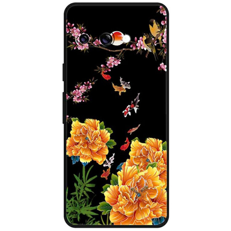 Coque Google Pixel 9A Fleurs et Poissons