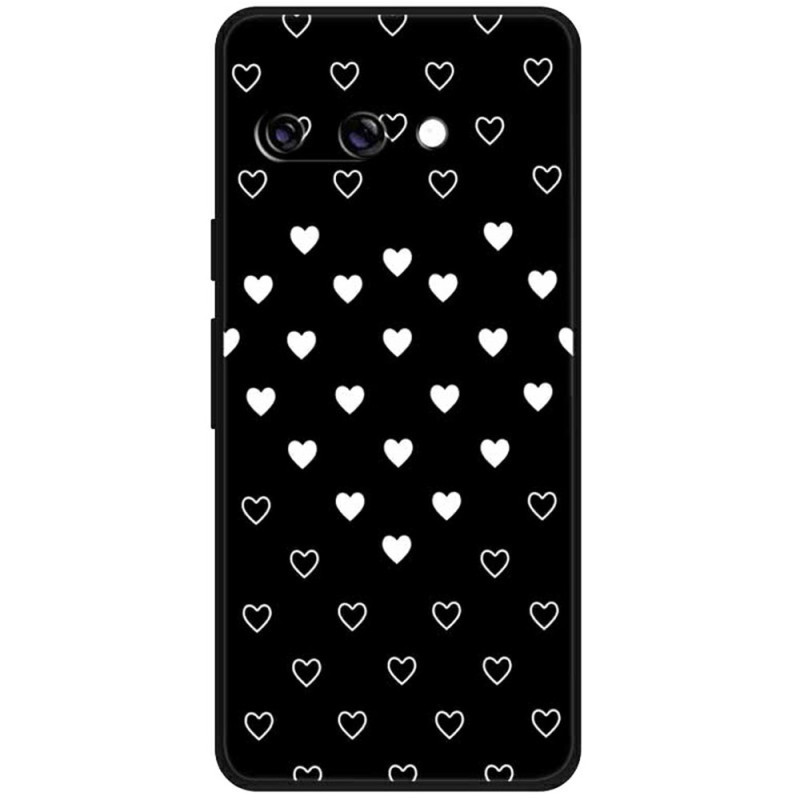 Coque Google Pixel 9A Cœurs Blancs