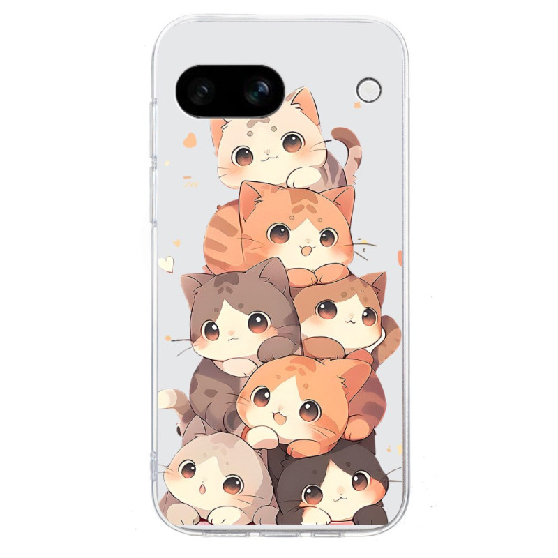 Coque Google Pixel 9A avec Impression de Motif Chatons - Protection Antichoc en TPU Souple