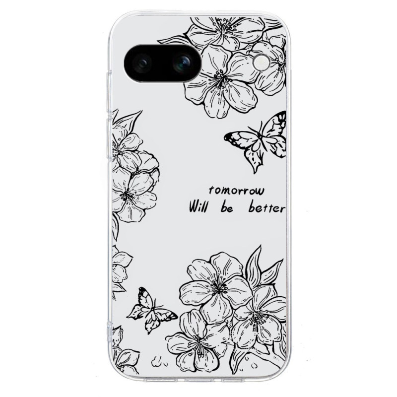 Coque Google Pixel 9A Dessin Papillon et Fleurs