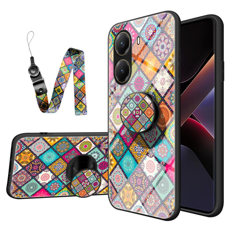 Coque Poco X7 Pro 5G Support et Lanière Patchwork