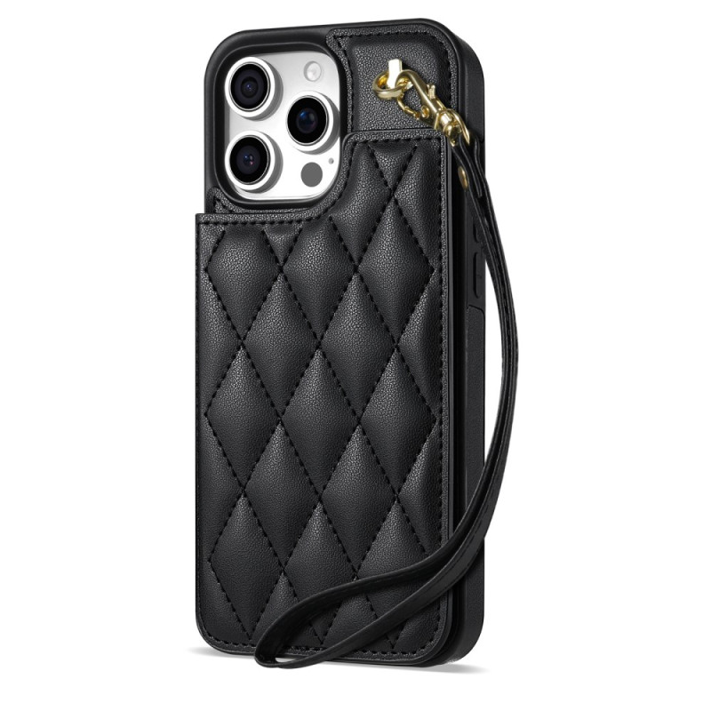 Coque iPhone 16 Pro Matelassée avec Lanière et Porte-cartes