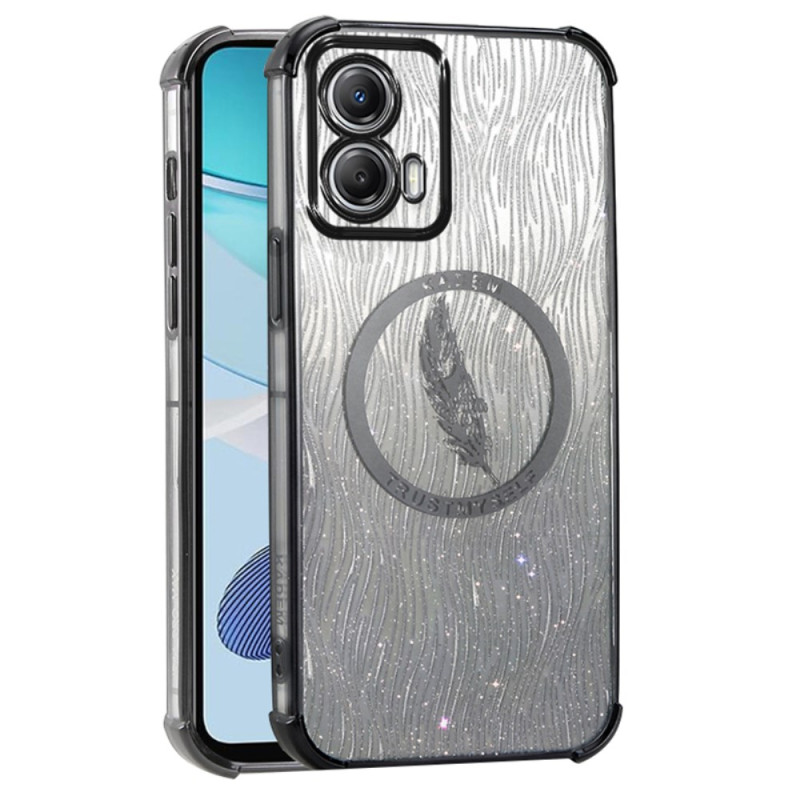 Coque Moto G85 5G Plume et Paillettes KADEM