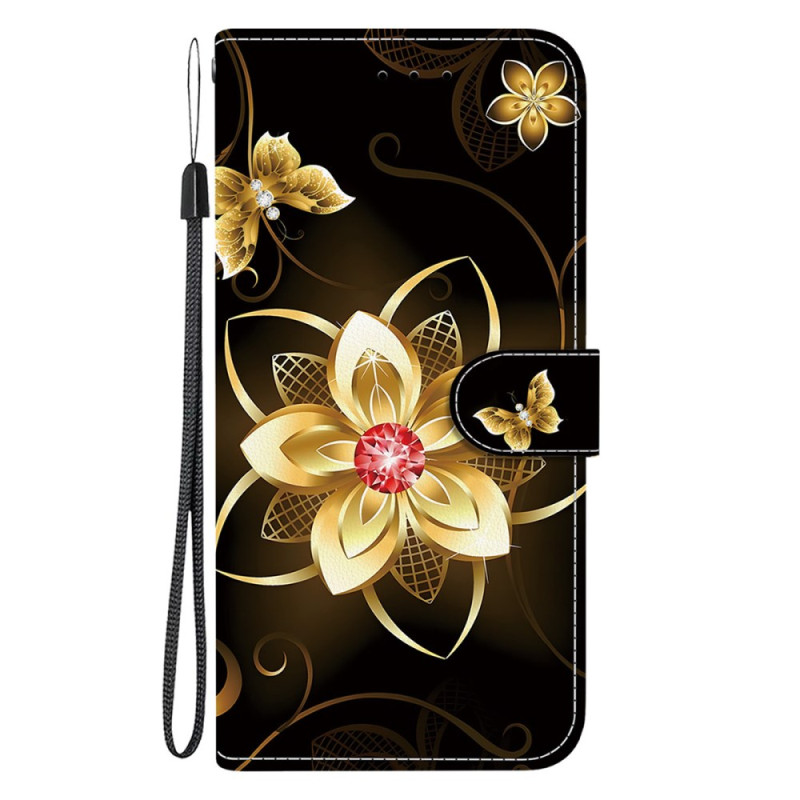 Housse Moto G55 5G Fleur Doré