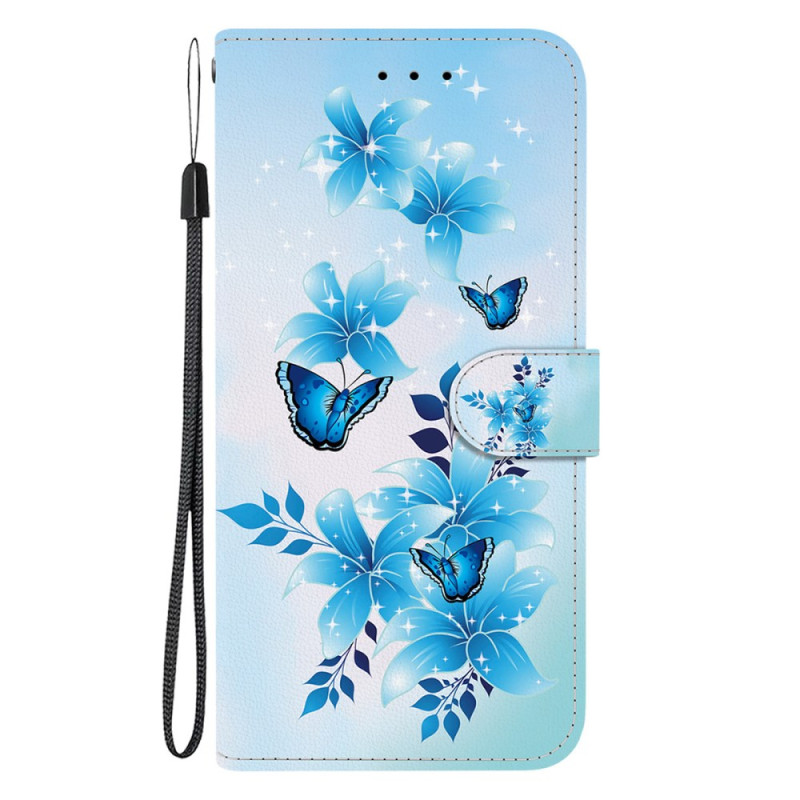 Housse Moto G55 5G Petits Papillons Bleus