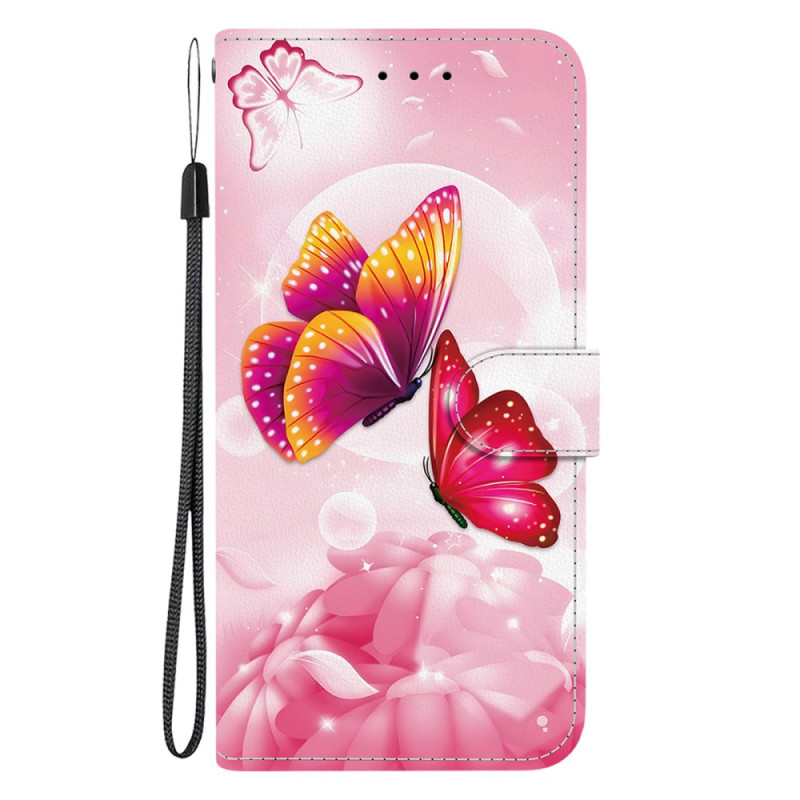 Housse Moto G35 5G Papillons sur Fond Rose