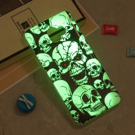 Coque Samsung Galaxy J6 Attention Têtes de Mort Fluorescente