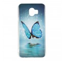 Coque Samsung Galaxy J6 Papillon Bleu Fluorescente