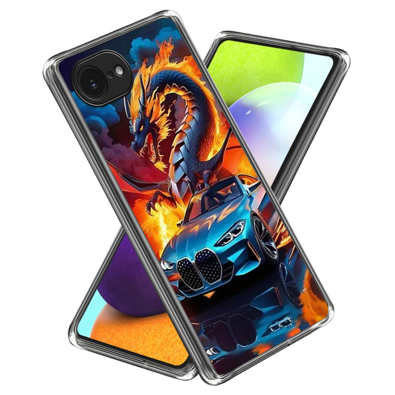 Coque iPhone 16E Voiture de Sport et Dragon