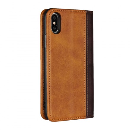 Flip Cover iPhone XS Bicolore Effet Cuir