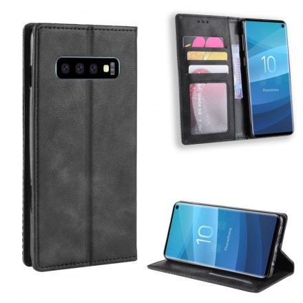 Flip Cover iSamsung Galaxy S10  Effet Cuir Vintage Stylisé