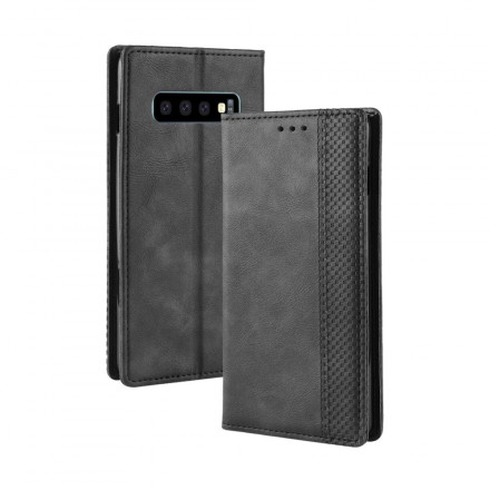 Flip Cover iSamsung Galaxy S10  Effet Cuir Vintage Stylisé