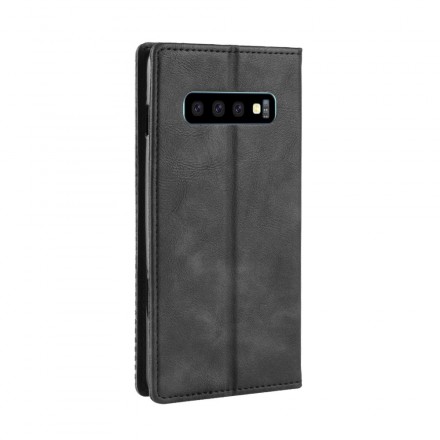 Flip Cover iSamsung Galaxy S10  Effet Cuir Vintage Stylisé