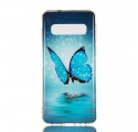 Coque Samsung Galaxy S10 Papillon Bleu Fluorescente