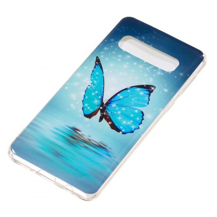 Coque Samsung Galaxy S10 Papillon Bleu Fluorescente