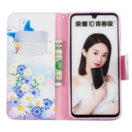 Housse Honor 10 Lite / Huawei P Smart 2019 Papillons et Fleurs Peints