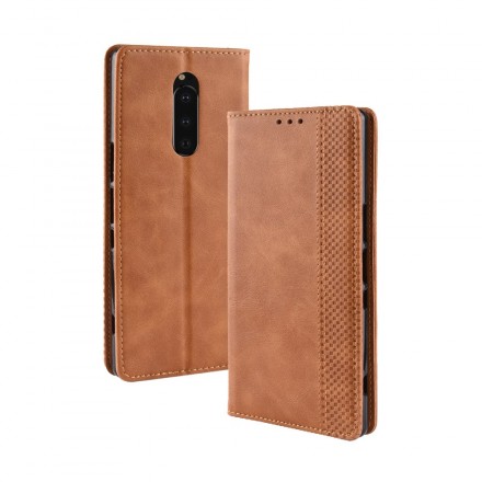 Flip Cover Sony Xperia 1 Effet Cuir Vintage Stylisé