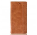 Flip Cover Sony Xperia 1 Effet Cuir Vintage Stylisé