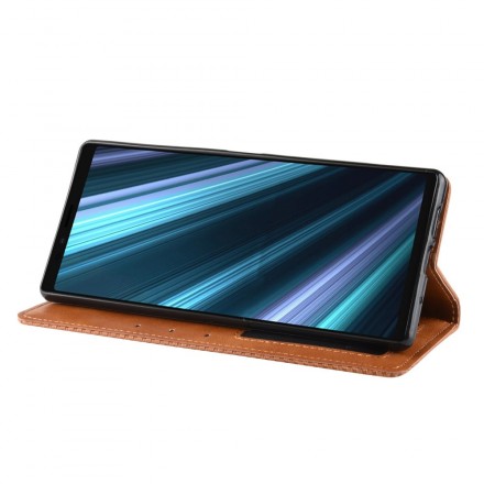 Flip Cover Sony Xperia 1 Effet Cuir Vintage Stylisé