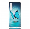 Coque Huawei P30 Papillon Bleu Fluorescente