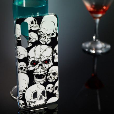 Coque Huawei P30 Attention Têtes de Mort Fluorescente