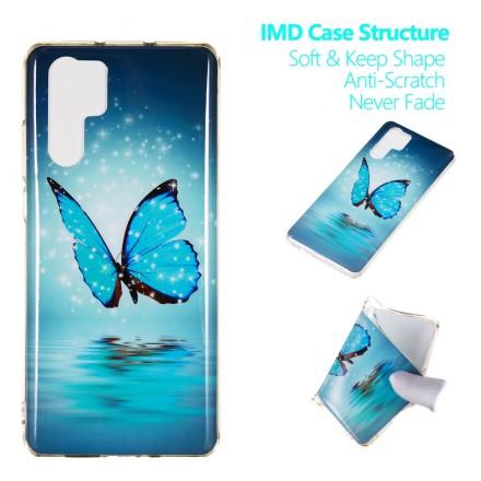 Coque Huawei P30 Pro Papillon Bleu Fluorescente