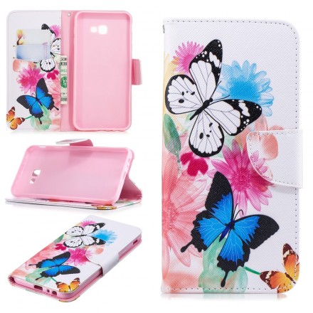 Housse Samsung Galaxy J4 Plus Papillons et Fleurs Peints