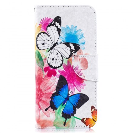 Housse Samsung Galaxy A50 Papillons et Fleurs Peints