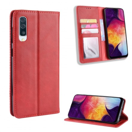 Flip Cover Samsung Galaxy A50 Effet Cuir Vintage Stylisé