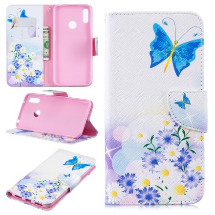 Housse Huawei Y7 2019 Papillons et Fleurs Peints