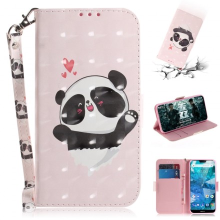 Housse Nokia 7.1 Panda Love à Lanière