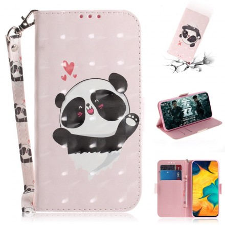 Housse Samsung Galaxy A30 Panda Love à Lanière