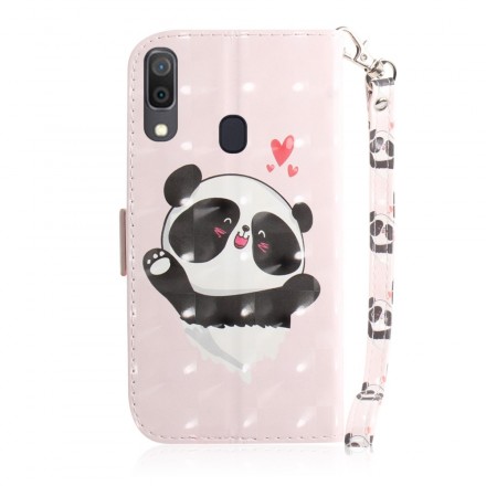 Housse Samsung Galaxy A30 Panda Love à Lanière