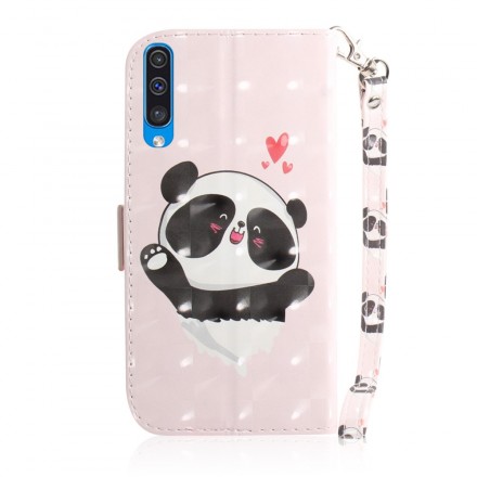 Housse Samsung Galaxy A50 Panda Love à Lanière