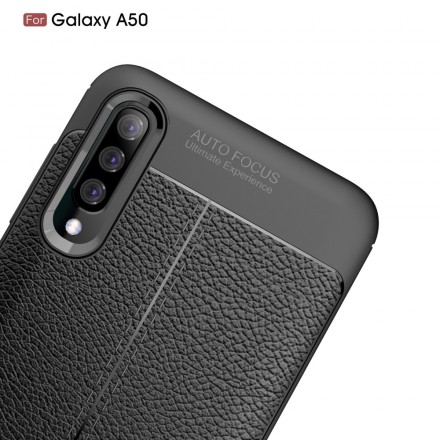 Coque Samsung Galaxy A50 Effet Cuir Litchi Double Line