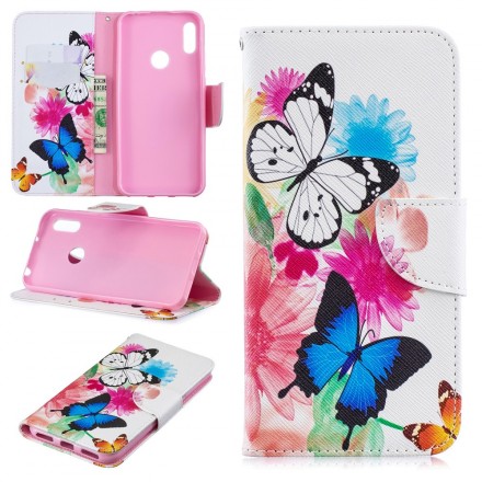 Housse Huawei Y6 2019 Papillons et Fleurs Peints