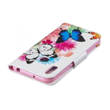 Housse Huawei Y6 2019 Papillons et Fleurs Peints