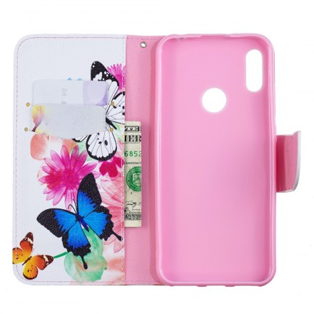 Housse Huawei Y6 2019 Papillons et Fleurs Peints