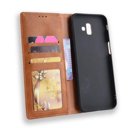 Flip Cover Samsung Galaxy J6 Plus Effet Cuir Vintage Stylisé