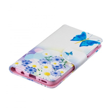 Housse Samsung Galaxy A40 Papillons et Fleurs Peint