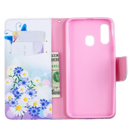 Housse Samsung Galaxy A40 Papillons et Fleurs Peint