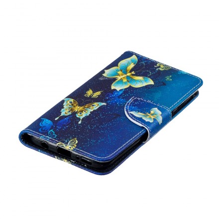 Housse Samsung Galaxy A40 Papillons Dorés