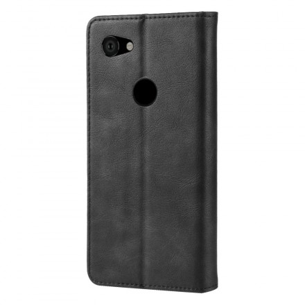  Flip Cover Google Pixel 3A Effet Cuir Vintage Stylisé